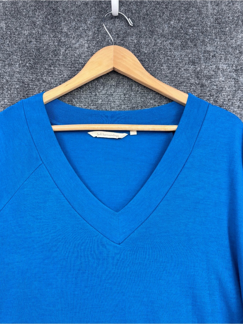 Soft Surroundings Mykonos Blue Madeline Drapey Tunic Top V Neck Women’s Plus 1X - Picture 2 of 10